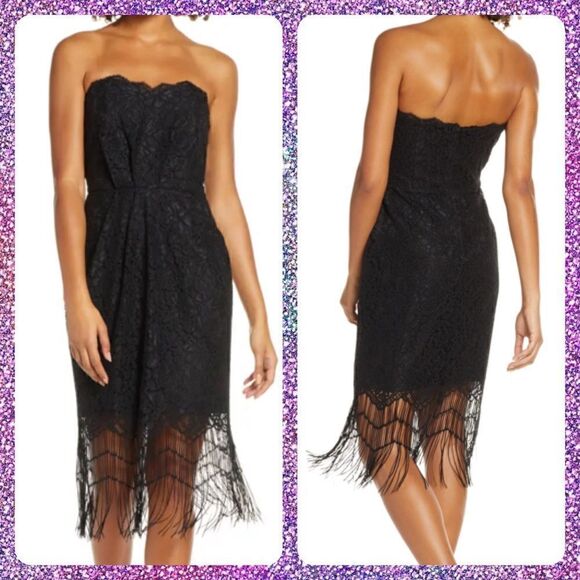 NWT MSRP $188 Harlyn Strapless Fringe Cocktail Dress Women's Size Medium - Picture 1 of 13